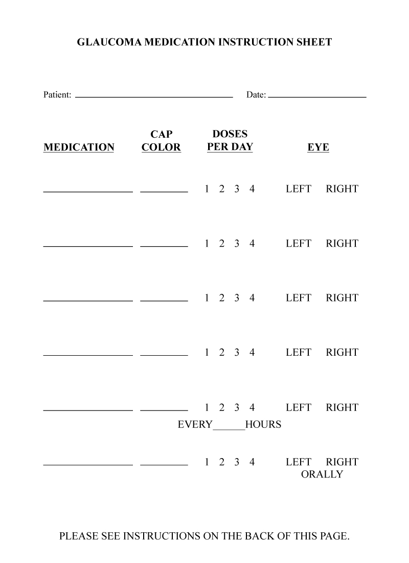 glaucoma medication instrecutino sheet